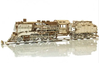 WOODEN CITY 3D puzzle Drevený Express s tendrem a koľajami 580 ks
