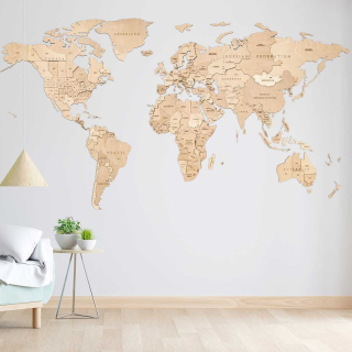 Drevená mapa sveta veľkosť S Untouched World